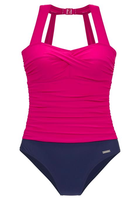 LASCANA Badeanzug Damen beere-marine Gr.38 Cup D