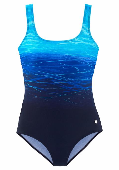 LASCANA Badeanzug Damen blau-bedruckt Gr.48 Cup F