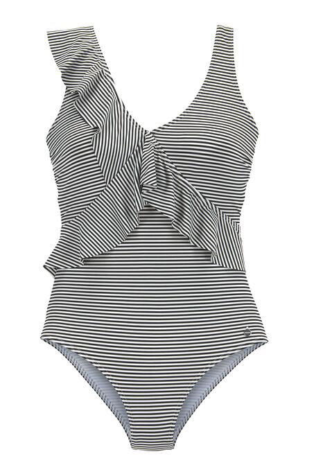 LASCANA Badeanzug Damen gestreift-schwarz-weiß Gr.44 Cup B