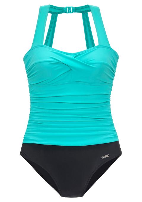 LASCANA Badeanzug Damen schwarz-mint Gr.38 Cup D