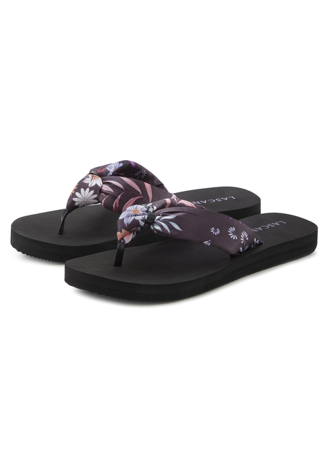 Bild: Badezehentrenner von LASCANA: Zehentrenner VEGAN von LASCANA. Besonders leicht und flexibel. Wasserabweisendes Material. Perfekt für den Strand und Pool geeignet. Obermaterial und Futter aus Textil. Decksohle und Laufsohle aus Synthetik.
