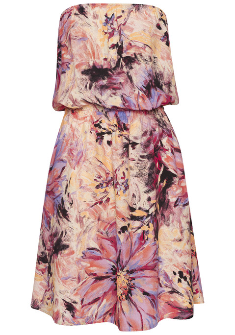 Bild: Bandeaukleid von LASCANA: Locker fallendes Bandeaukleid von Lascana. Floraler Alloverprint. Gummizüge am Ausschnitt und in der Taille. Luftige Qualität.