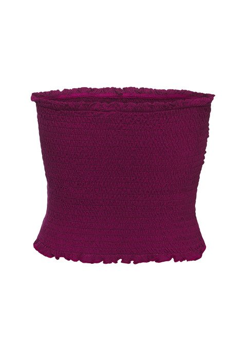 Bild: Bandeautop von LASCANA: Gesmoktes Bandeautop von Lascana mit Rüschensaum. Gerader Ausschnitt. Eng anliegende, kurze Passform. Elastischer Viskosejersey.