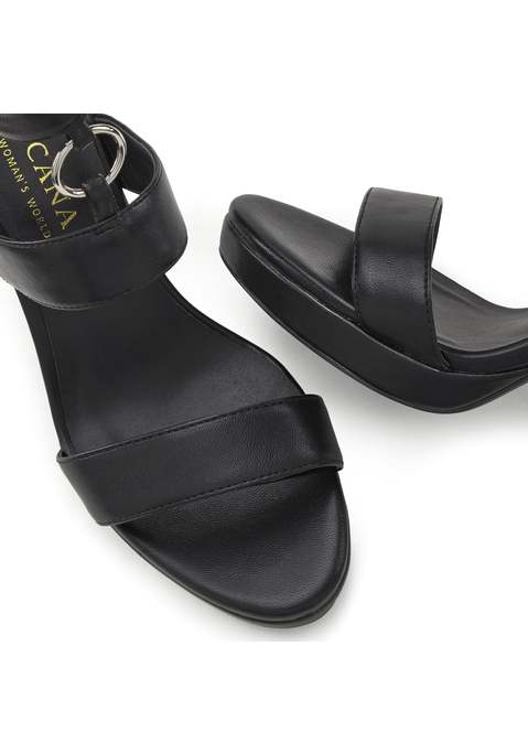 Bild: High-Heel-Sandalette von LASCANA Belle Affaire: Sandalette mit Ring-Applikation von LASCANA Belle Affaire. Absatzhöhe ca. 10 cm. Obermaterial, Futter und Decksohle aus Lederimitat. Laufsohle aus Synthetik.