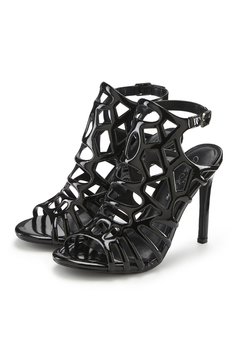 Bild: High-Heel-Sandalette von LASCANA Belle Affaire: Verführerische High-Heel-Sandalette von Lascana. Highlight: die netzartigen Cut-outs. Mit einem hohen Absatz, der die Beine länger wirken lässt. Perfekt zum Kleid oder zur Hose. Mit Obermaterial in glänzender Lacklederoptik.