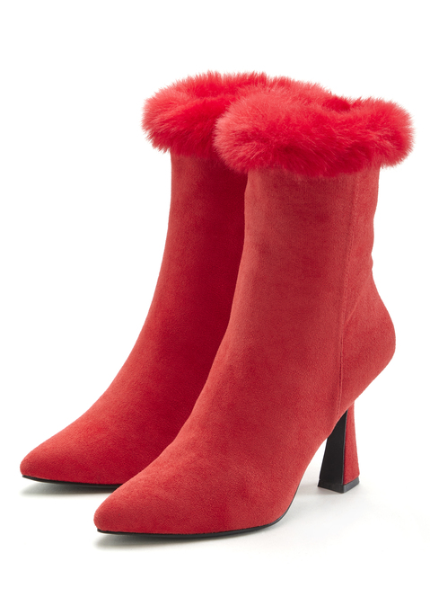 Bild: High-Heel-Stiefelette von LASCANA Belle Affaire: Stiefelette von LASCANA Belle Affaire. Mit Fellimitat am Rand. Absatzhöhe 9cm. Obermaterial aus Microfaser. Futter aus Textil. Decksohle aus Lederimitat. Laufsohle aus Synthetik.