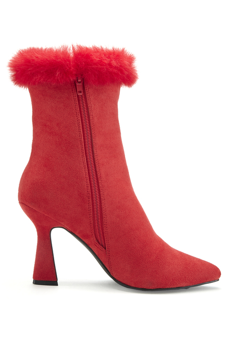 Bild: High-Heel-Stiefelette von LASCANA Belle Affaire: Stiefelette von LASCANA Belle Affaire. Mit Fellimitat am Rand. Absatzhöhe 9cm. Obermaterial aus Microfaser. Futter aus Textil. Decksohle aus Lederimitat. Laufsohle aus Synthetik.