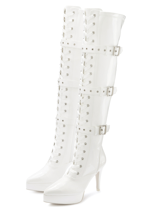 Bild: Overkneestiefel von LASCANA Belle Affaire: Overknee-Stiefel von LASCANA Belle Affaire. Absatzhöhe ca. 11 cm mit Plateau. Mit Reißverschluss. Obermaterial aus stretchigem Lederimitat. Futter aus Textil. Decksohle aus Lederimitat. Laufsohle aus Synthetik.