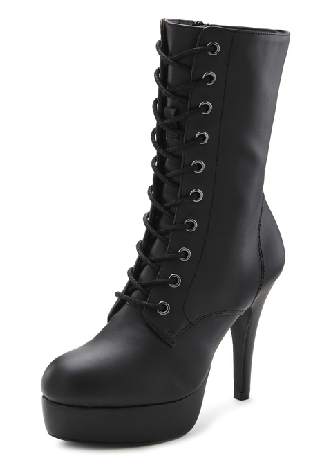 Bild: Schnürstiefelette von LASCANA Belle Affaire: Stilechte Schnürstiefelette von Lascana. Besonderes Highlight: innen liegender Reißverschluss für leichten Einstieg. Attraktive Schnürung. Perfekt geformter Plateauabsatz. Optimal zu kombinieren mit Jeans oder Dirndl. Chic in matter Lederoptik.