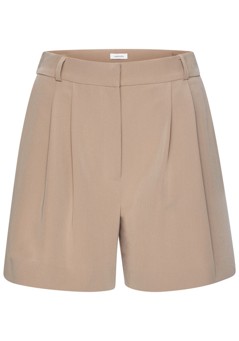 Bild: Bermudas von LASCANA: Unifarbene Shorts von Lascana mit praktischem Schiebeknopf und Reißverschluss. Bund ist dank Gummizug in der Weite leicht regulierbar. Modische Bundfalten vorn. Mit Eingrifftaschen vorn und Zierpattentaschen hinten. Für Casual-Looks. Aus weich fließender Webware.