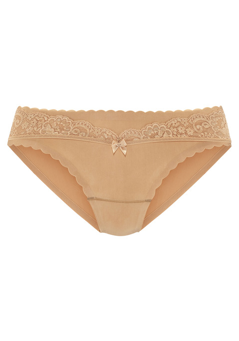Bild: Bikinislip von LASCANA: Verspielter Slip mit feiner Spitze und Zierschleife. Extra flache Kanten für einen ideal Sitz - nichts zeichnet sich ab. Dessous aus elastischem Microtouchmaterial. Mit eingearbeitetem Baumwollzwickel. Mit passendem BH aus der gleichen Serie erhältlich. Obermaterial: 88% Polyamid, 12% Elasthan.
