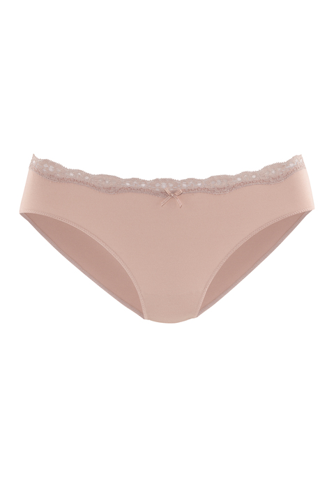 Bild: Bikinislip von LASCANA: Mit floraler Spitze: Slip von Lascana im praktischen 4er-Pack. Kleines Schleifchen vorn. Kommt in einer hochwertigen Box. Weiche, elastische Baumwolle.