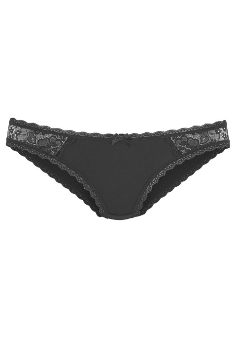 Bild: Bikinislip von LASCANA: Bikinislip von Lascana mit zarter floraler Spitze seitlich. Bund mit kleinem Schleifendetail. Knappe Passform. Elastische Microfaserqualität mit weichem Griff.