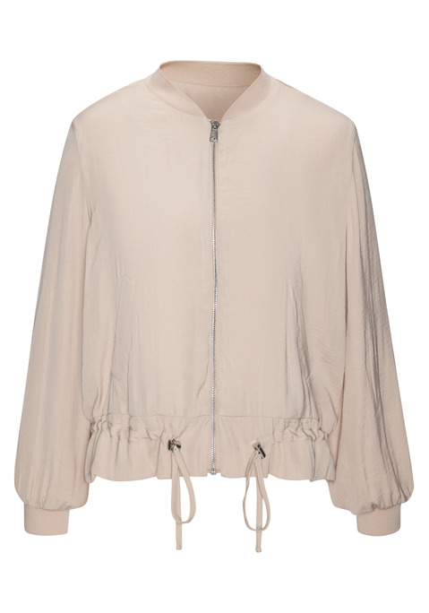 Bild: Blouson von LASCANA: Leicht glänzende Blousonjacke von Lascana. Tunnelzug mit Stoppern am Saum zum Raffen. Weiche Rippbündchen an Halsausschnitt und Ärmelabschluss. Eingrifftaschen vorn. Aus leicht glänzender Satinqualität mit recyceltem Polyester.