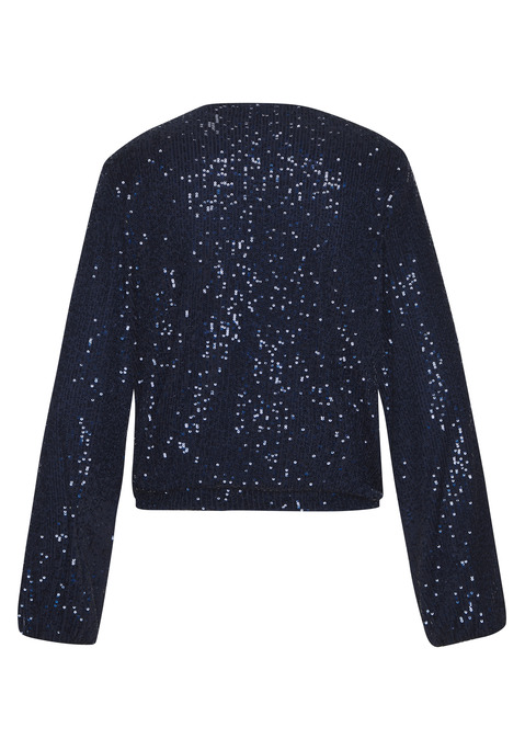 Bild: Blouson von LASCANA: Modischer Blouson von Lascana mit Allover-Paillettendekor. Durchgehender Reißverschluss. Gummizug an Ärmel- und Jackensaum. Figurumspielend geschnitten. Dicht gewebte Meshqualität mit Innenfutter.