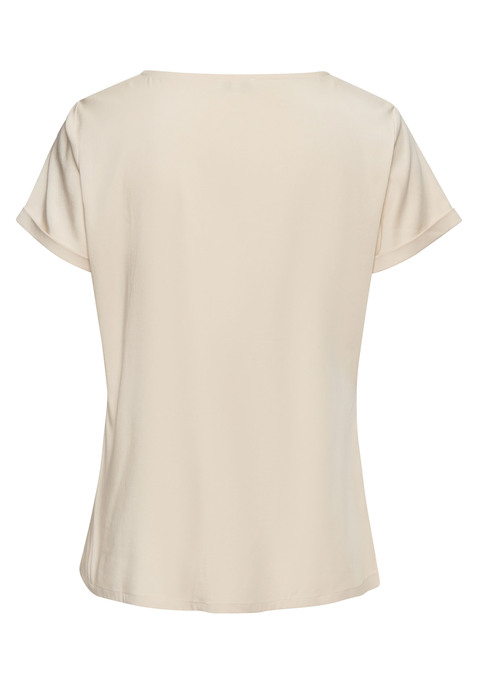 Bild: Blusenshirt von LASCANA: Blusenshirt von Lascana. Unifarben. Rundhalsausschnitt. Angesetzte Ärmel mit Umschlag. Gerader Saum mit kleinen Saumschlitzen an der Seitennaht. Weicher Materialmix.