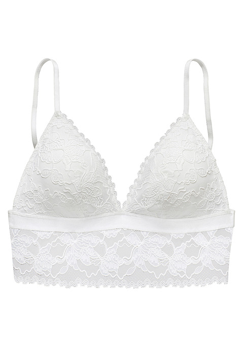 Bild: Bralette-BH von LASCANA: Femininer Bralette-BH (ohne Bügel) in leichter Longform. Rundherum aus weicher, dezent transparenter Spitze. Cups mit herausnehmbaren Schalen. Träger können hinten eingehakt werden. Mit Liebe & Leidenschaft in Hamburg kreiert. Aus 60% Polyamid, 35% Polyester, 5% Elasthan.