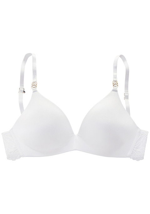 Bild: Bralette-BH von LASCANA: Ohne Bügel. Nahtlos vorgeformte Cups mit integrierten Push-up-Kissen, schlicht mit Microtouch-Material überzogen. Rücken aus Spitze. 2 Tragevarianten: normale Trägerstellung oder Träger zusammengehakt. Träger und Rückenverschluss verstellbar. Aus 60% Polyamid, 35% Polyester, 5% Elasthan.