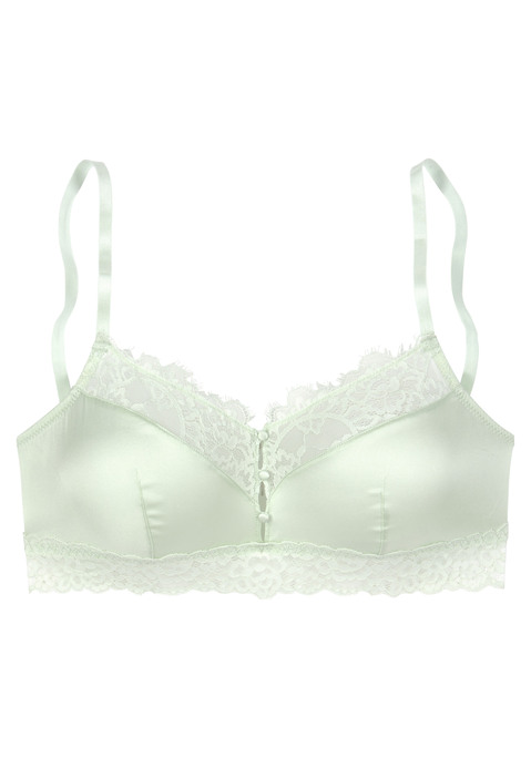 Bild: Bralette-BH von LASCANA: Femininer Bralette-BH (ohne Wattierung) aus edler, schimmernder Qualität mit hohem Seidenanteil. Hübsche Spitze am Cuprand und rundum entlang der Unterbrust. Edle Knöpfchen vorn mittig und feine Zierschleifen an den Seiten. Passende Unterteile aus der gleichen Serie erhältlich. Mit Liebe und Leidenschaft in Hamburg kreiert. Obermaterial: 60% Seide, 32% Polyamid, 8% Elasthan.