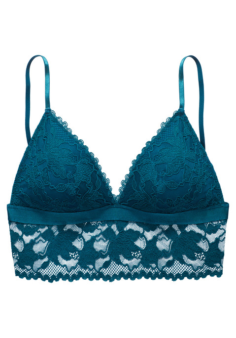 Bild: Bralette-BH von LASCANA: Femininer Bralette-BH (ohne Bügel) in leichter Longform. Rundherum aus weicher, dezent transparenter Spitze. Cups mit herausnehmbaren Schalen. Träger können hinten eingehakt werden. Mit Liebe & Leidenschaft in Hamburg kreiert. Aus 60% Polyamid, 35% Polyester, 5% Elasthan.