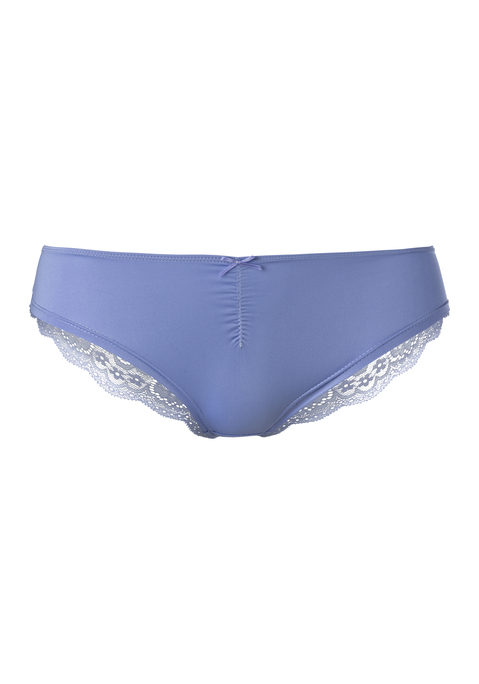 Bild: Brasilslip von LASCANA: Schöner Brasilslip von Lascana mit dezenter Raffung und Zierschleife. Weiche Microfaser vorn, transparente Spitze mit floralem Muster hinten. Passform mit niedriger Leibhöhe. Pflegeleichtes Material.