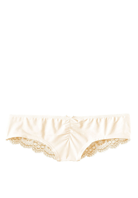 Bild: Brasilslip von LASCANA: Schöner Brasilslip von Lascana mit dezenter Raffung und Zierschleife. Weiche Microfaser vorn, transparente Spitze mit floralem Muster hinten. Passform mit niedriger Leibhöhe. Pflegeleichtes Material.
