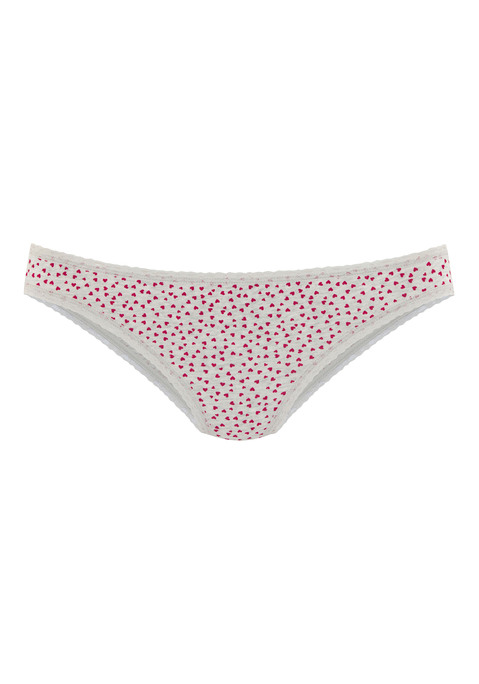 Bild: Brasilslip von LASCANA: Brasilslip von Lascana im 5er-Pack. In der Heart-Edition. Mit süßen Herzchen-Prints und Spitzendetails. Aus weicher, elastischer Baumwoll-Qualität.