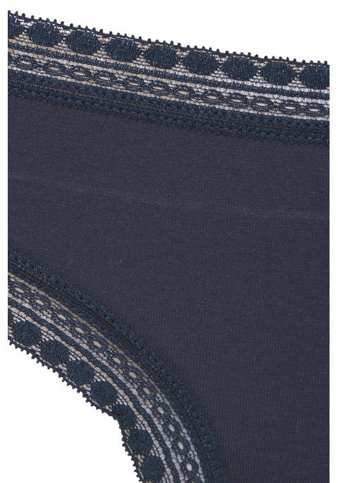 Bild: Brasilslip von LASCANA: Lascana: Slips im 3er-Pack. Mit grafischer Spitze an Taillen- und Beinabschlüssen. Allover bedruckt und uni in einer Packung. Aus weicher Baumwoll-Stretch-Qualität.