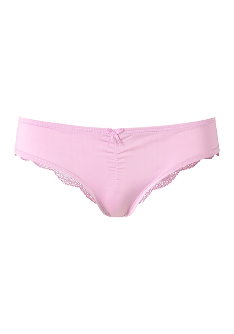 Bild: Brasilslip von LASCANA: Schöner Brasilslip von Lascana mit dezenter Raffung und Zierschleife. Weiche Microfaser vorn, transparente Spitze mit floralem Muster hinten. Passform mit niedriger Leibhöhe. Pflegeleichtes Material.