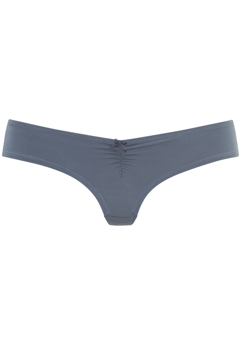Bild: Brasilslip von LASCANA: Schöner Brasilslip von Lascana mit dezenter Raffung und Zierschleife. Weiche Microfaser vorn, transparente Spitze mit floralem Muster hinten. Passform mit niedriger Leibhöhe. Pflegeleichtes Material.
