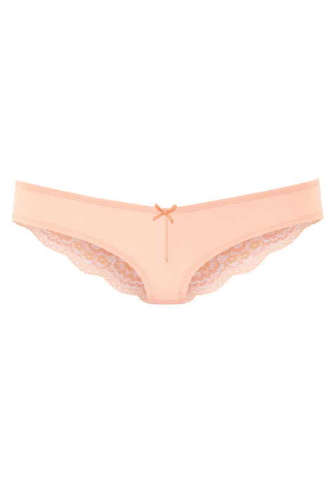 Bild: Brasilslip von LASCANA: Schöner Brasilslip von Lascana mit dezenter Raffung und Zierschleife. Weiche Microfaser vorn, transparente Spitze mit floralem Muster hinten. Passform mit niedriger Leibhöhe. Pflegeleichtes Material.