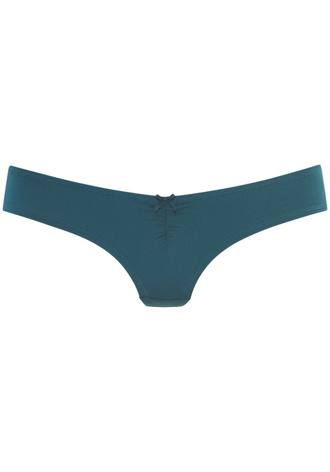 Bild: Brasilslip von LASCANA: Schöner Brasilslip von Lascana mit dezenter Raffung und Zierschleife. Weiche Microfaser vorn, transparente Spitze mit floralem Muster hinten. Passform mit niedriger Leibhöhe. Pflegeleichtes Material.