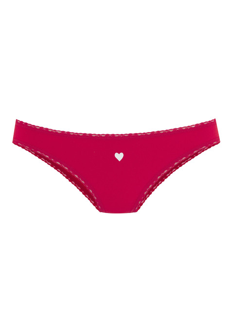 Bild: Brasilslip von LASCANA: Brasilslip von Lascana im 5er-Pack. In der Heart-Edition. Mit süßen Herzchen-Prints und Spitzendetails. Aus weicher, elastischer Baumwoll-Qualität.