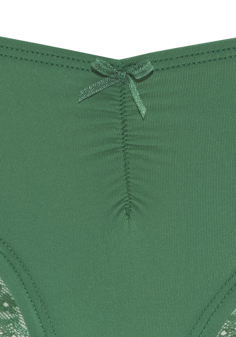 Bild: Brasilslip von LASCANA: Schöner Brasilslip von Lascana mit dezenter Raffung und Zierschleife. Weiche Microfaser vorn, transparente Spitze mit floralem Muster hinten. Passform mit niedriger Leibhöhe. Pflegeleichtes Material.
