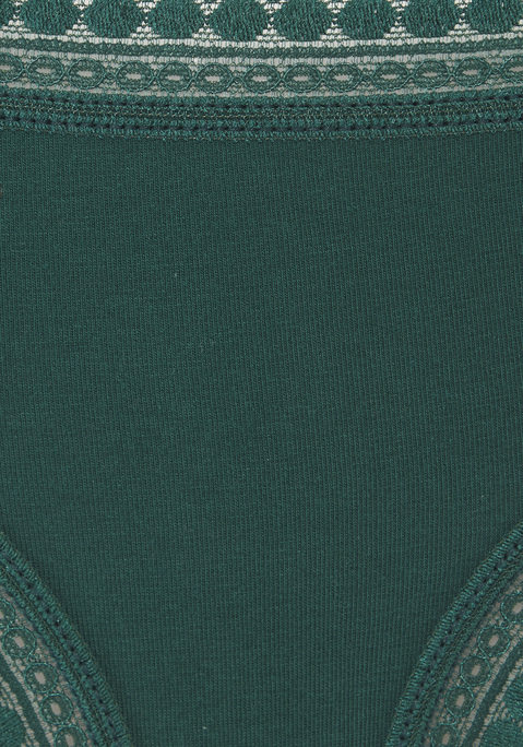 Bild: Brasilslip von LASCANA: Lascana: Slips im 3er-Pack. Mit grafischer Spitze an Taillen- und Beinabschlüssen. Allover bedruckt und uni in einer Packung. Aus weicher Baumwoll-Stretch-Qualität.