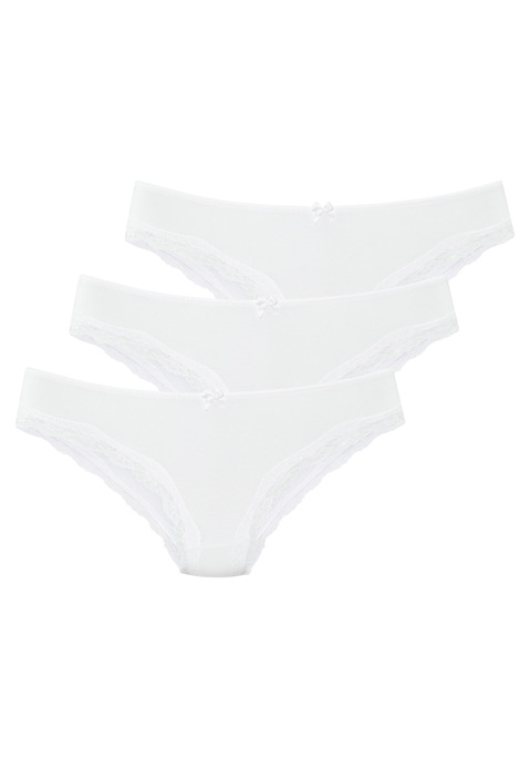 Bild: Brasilslip von LASCANA: Lascana Brasilslips im 3er-Pack. Mit kleiner Zierschleife vorn. Zarte Spitze am Beinausschnitt. Aus weicher Baumwoll-Stretch-Qualität.