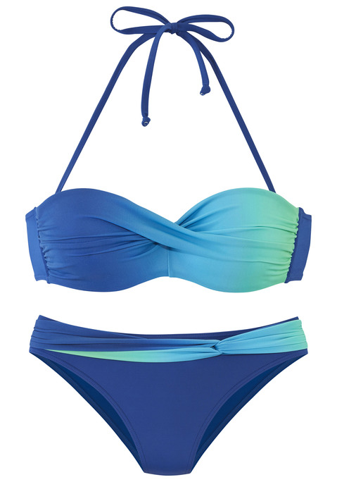 Bild: Bügel-Bandeau-Bikini von LASCANA: Raffiniert geschnittenes Modell mit modischem Farbverlauf. Getwistetes Top mit wattierten Cups und seitlichen Stäbchen für einen perfekten Halt. Abehmbare Träger, im Nacken zu binden. Top im Rücken zu schließen. Vorn gefüttert.