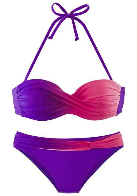 Bild: Bügel-Bandeau-Bikini von LASCANA: Raffiniert geschnittenes Modell mit modischem Farbverlauf. Getwistetes Top mit wattierten Cups und seitlichen Stäbchen für einen perfekten Halt. Abehmbare Träger, im Nacken zu binden. Top im Rücken zu schließen. Vorn gefüttert.