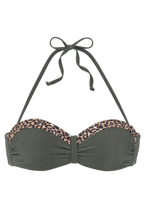 LASCANA Bügel-Bandeau-Bikini-Top Damen oliv-leo Gr.38 Cup D