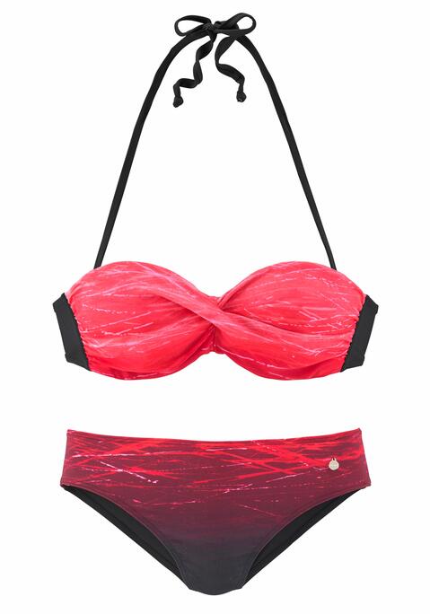 LASCANA Bügel-Bandeau-Bikini Damen rot-bedruckt Gr.32 Cup A