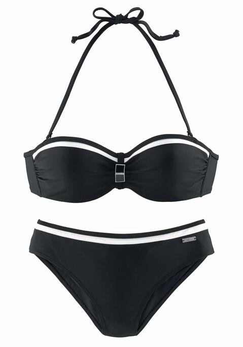 LASCANA Bügel-Bandeau-Bikini Damen schwarz Gr.34 Cup E