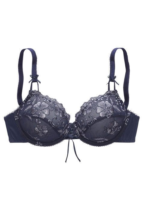 Bild: Bügel-BH von LASCANA: LASCANA: Bügel-BH (ohne Wattierung) mit Stickereispitze und schicker Schnürung vorn. Träger und Rückenverschluss verstellbar. Sexy Dessous. Spitzen-Dessous. Romantische Dessous. Verspielte Dessous. Aus 82% Polyamid, 12% Polyester, 6% Elasthan. BHs sind nicht trocknergeeignet, da die Versteller und Ringe durch die Hitze beschädigt werden und brechen.