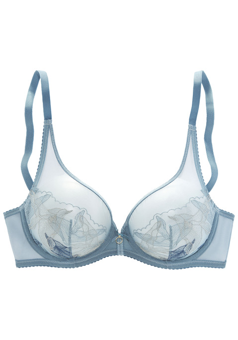 Bild: Bügel-BH von LASCANA: Extravaganter Bügel-BH in leichter High-Apex-Form. Cups aus Mesh mit hauchzarter Stickerei in trendigen Farben. Mit feiner Zierschleife und Accessoire vorne mittig. Individuell verstellbare Träger sowie Rückenverschluss. Mit Liebe & Leidenschaft in Hamburg kreiert. Transparente Unterwäsche. Reizwäsche. Verführerische Dessous. Spitzen-Dessous. Romantische Dessous. Verspielte Dessous. Aus 80% Polyamid, 15% Elasthan, 5% Polyester.