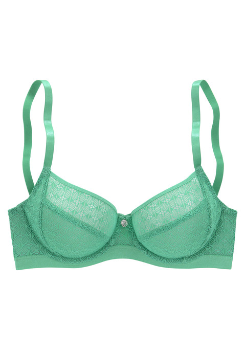 Bild: Bügel-BH von LASCANA: Femininer Bügel-BH (ohne Wattierung) mit edlem Schmuckaccessoire. Aus modischer Spitze und weichem Soft-Mesh in transparenter Optik. Auf Formbügel gearbeitet - für einen optimalen Hallt. Träger und Rückenverschluss sind individuell verstellbar. Passende Unterteile aus der gleichen Serie erhältlich. Sexy Dessous. Spitzen-Dessous. Romantische Dessous. Verspielte Dessous. Obermaterial: 87% Polyamid, 13% Elasthan.