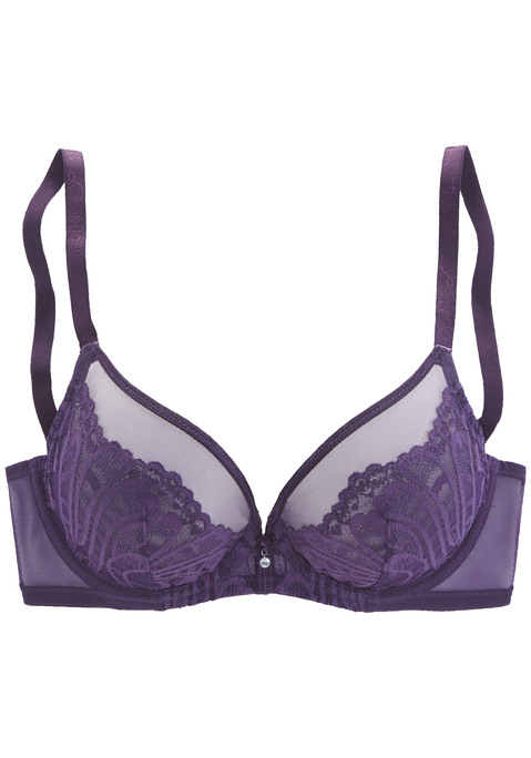 Bild: Bügel-BH von LASCANA: Hübscher Bügel-BH mit edler Zierschleife und Glitzeraccessoire in der vorderen Mitte. Cups aus feiner, leicht transparenter Spitze. Individuell verstellbare Träger sowie Rückenverschluss. Passende Unterteile aus der gleichen Serie erhältlich. Mit Liebe & Leidenschaft in Hamburg kreiert. Aus 94% Polyamid, 6% Elasthan.