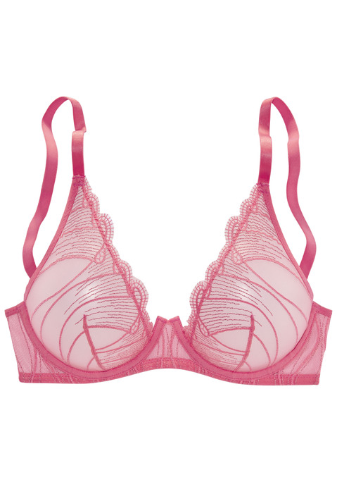 Bild: Bügel-BH von LASCANA: Extravaganter Bügel-BH mit tiefem Ausschnitt. Aus leicht schimmernder, filigraner Spitze und feinem Soft-Mesh. Individuell verstellbare Träger sowie Rückenverschluss. Passender Tanga aus der gleichen Serie erhältlich. Mit Liebe & Leidenschaft in Hamburg kreiert. Transparente Dessous. Verführerische Dessous. Aus 54% Polyamid, 46% Polyester.