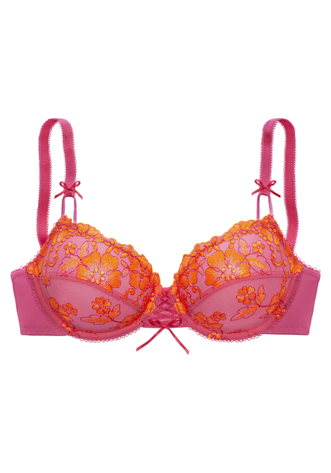 Bild: Bügel-BH von LASCANA: LASCANA: Bügel-BH (ohne Wattierung) mit Stickereispitze und schicker Schnürung vorn. Träger und Rückenverschluss verstellbar. Sexy Dessous. Spitzen-Dessous. Romantische Dessous. Verspielte Dessous. Aus 82% Polyamid, 12% Polyester, 6% Elasthan. BHs sind nicht trocknergeeignet, da die Versteller und Ringe durch die Hitze beschädigt werden und brechen.