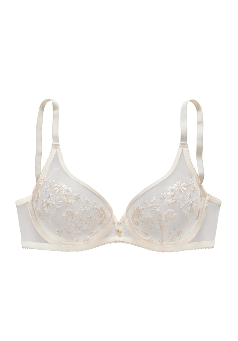 Bild: Bügel-BH von LASCANA: Edler Bügel-BH mit feinem Ringaccessoire vorne mittig. Cups aus Soft-Mesh mit zarter Blütenstickerei. Individuell verstellbare Träger sowie Rückenverschluss. Passendes Unterteil aus der gleichen Serie erhältlich. Mit Liebe & Leidenschaft in Hamburg kreiert. Transparente Unterwäsche Damen. Aus 73% Polyamid, 19% Polyester, 8% Elasthan.