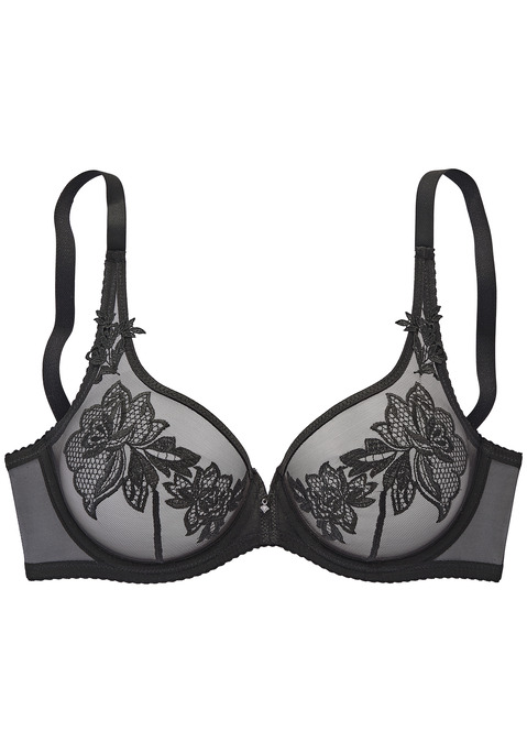 Bild: Bügel-BH von LASCANA: Sexy Bügel-BH mit kleinem Glitzeraccessoire in der vorderen Mitte. Aus leicht transparentem Mesh mit floraler Stickereiapplikation. Individuell verstellbare Träger sowie Rückenverschluss. Passender String aus der gleichen Serie erhältlich. Mit Liebe & Leidenschaft in Hamburg kreiert. Transparente Unterwäsche Damen. Sexy Dessous. Verführerische Dessous. Reizwäsche. Aus 85% Polyamid, 8% Polyester, 7% Elasthan.
