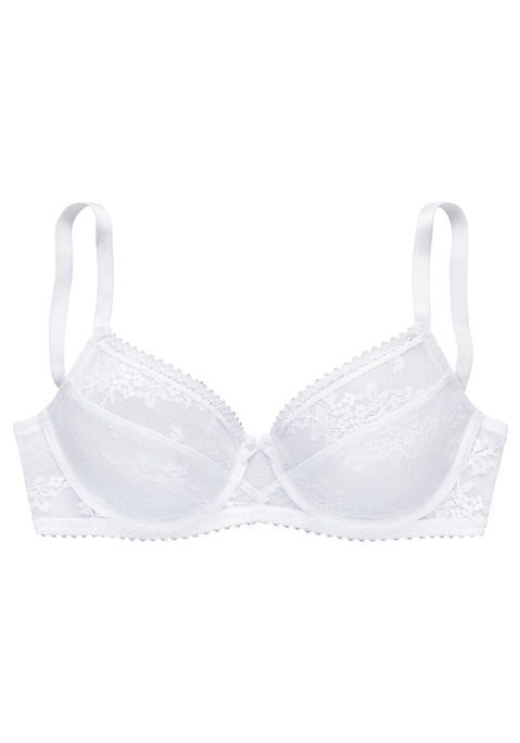 Bild: Bügel-BH von LASCANA: Femininer Bügel-BH mit edler Zierschleife und hübschen Spitzenborten. Aus feiner, elastischer Jacquardspitze und dezent transparentem Mesh. Individuell verstellbare Träger sowie Rückenverschluss. Passende Unterteile aus der gleichen Serie erhältlich. Mit Liebe & Leidenschaft in Hamburg kreiert. Aus 88% Polyamid, 12% Elasthan.